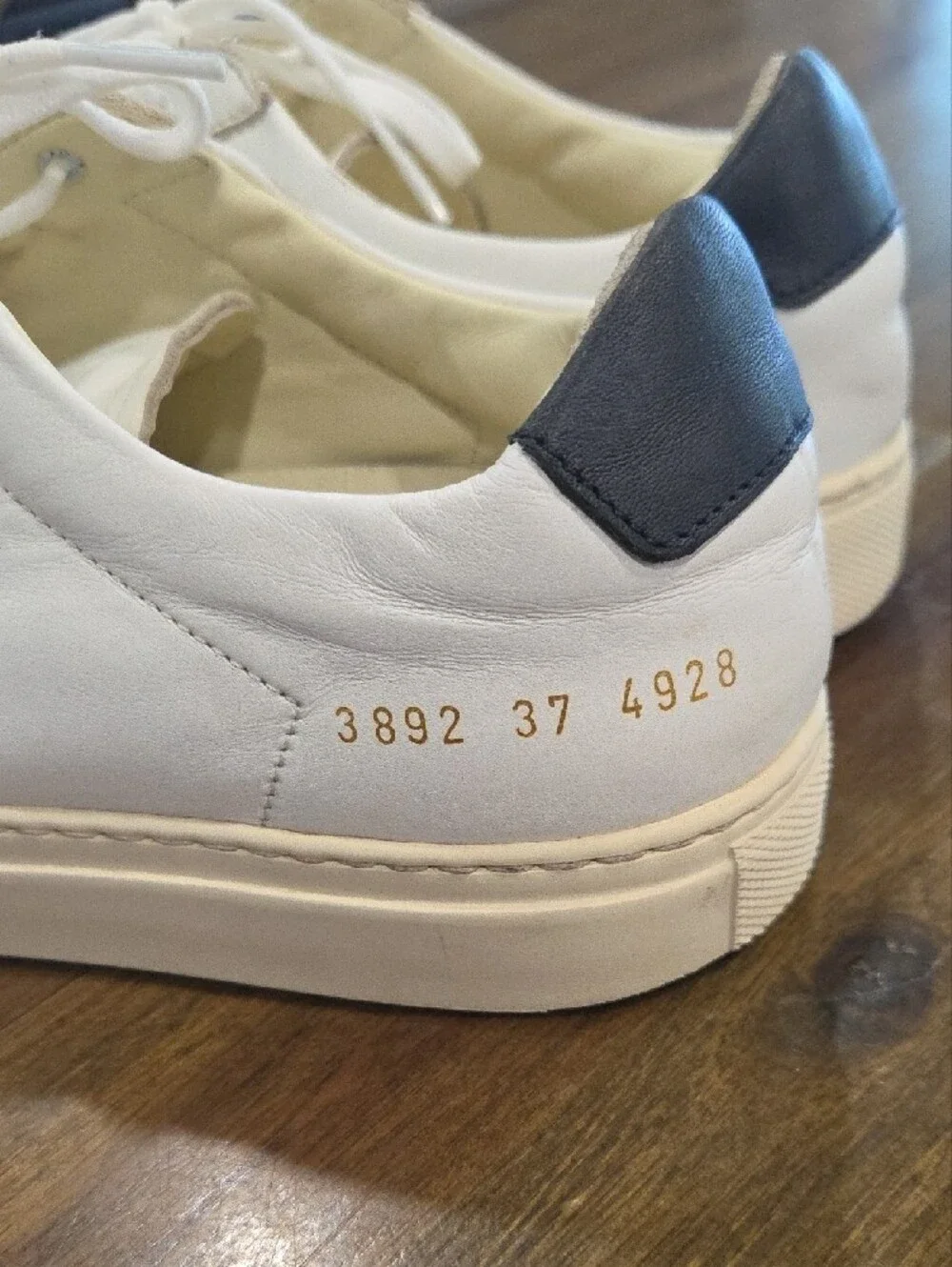 Woman By Common Projects Retro Low White Leather Sneakers with Cream Sole